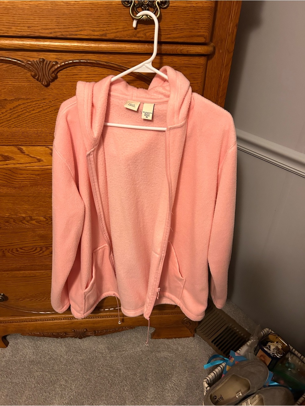 Light Pink Hooded Teddy Fleece Jacket